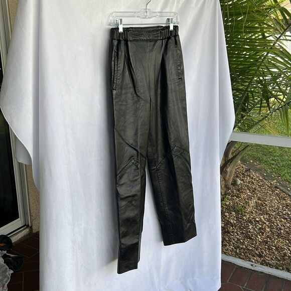 Bettina Leather Pants Elastic Waist Vintage size 8 - Picture 2 of 9